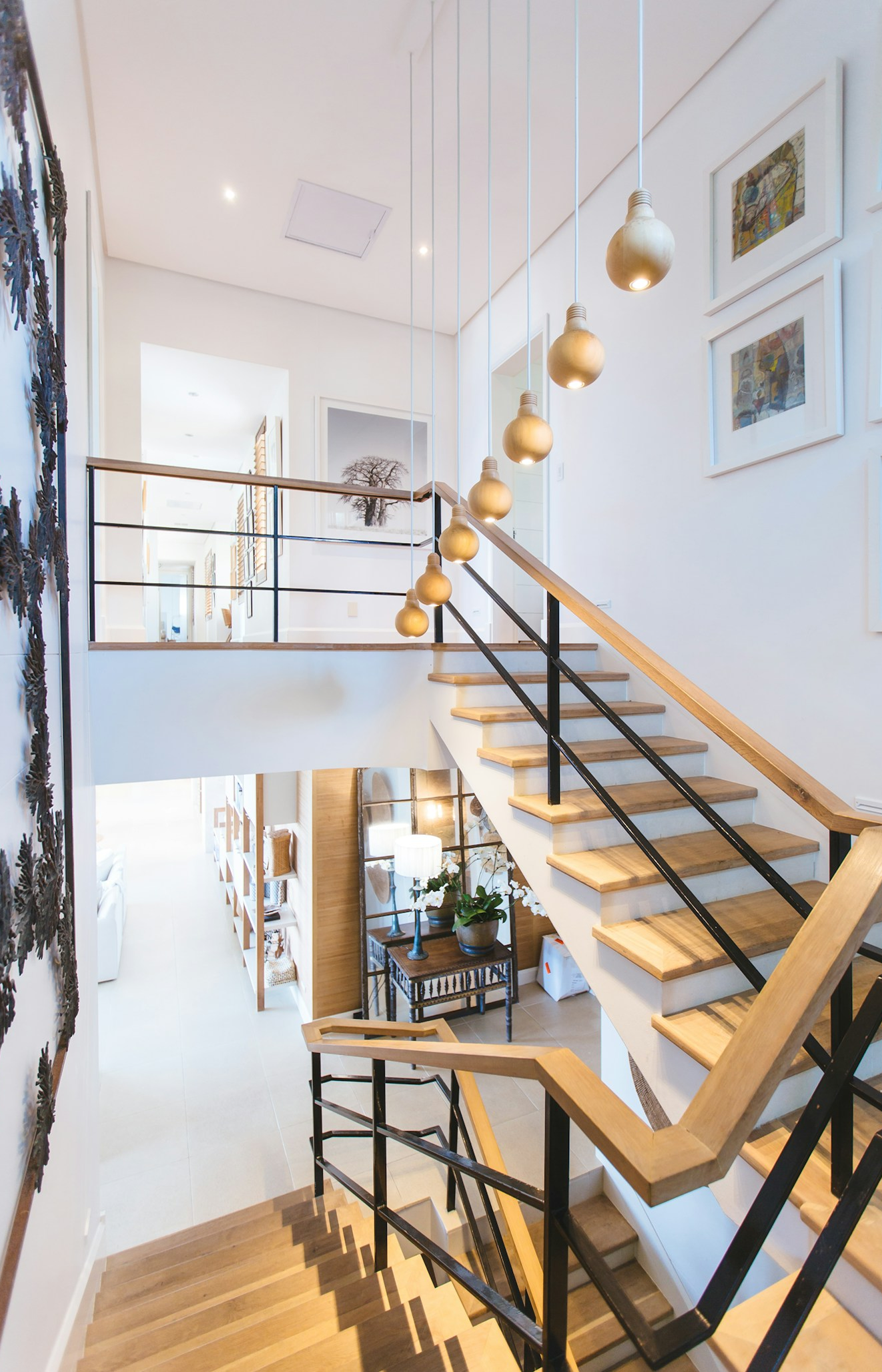 Interior staircase and lighting in a modern Oatley home